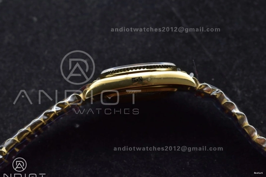 Square Dial 36 DayDate 904L vr3255 Steel V5 President Grey with QF Diamond Bracelet Best on Weight) Edition (Gain YG 0214